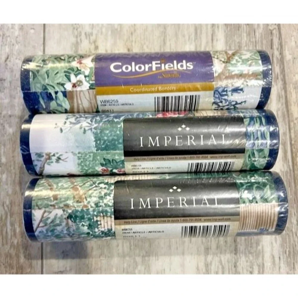 NOS Lot of 3 Country Cottage Floral Garden House Flowers Wallpaper Border